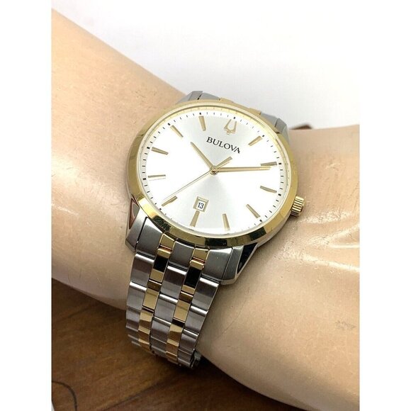 Bulova Men's Watch 98B385 Silver Dial Quartz Two Tone Stainless Steel 40… - Picture 5 of 13